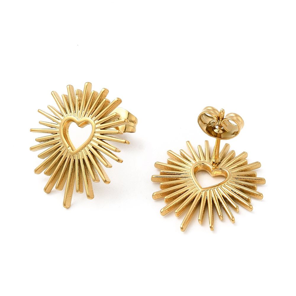 RVS, Oorsteker - Starburst Heart - RVS-GOLD - Afbeelding 2