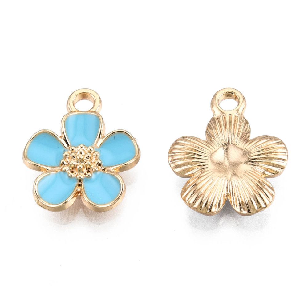 Bedel Enamel, Flower - Aqua Blue
