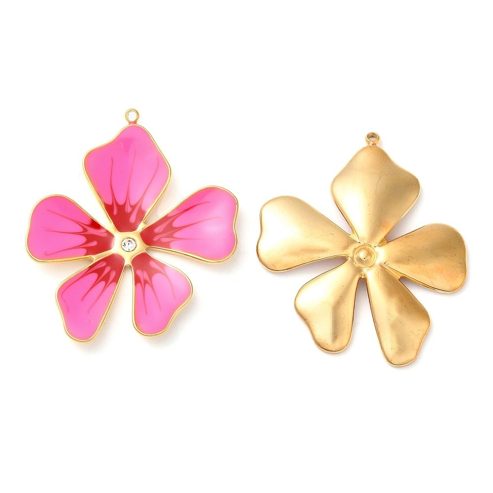 RVS - Gold - Flower XL - Donker Roze