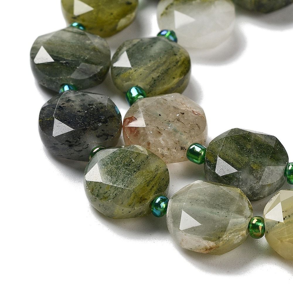 Natuursteen Facet Coin L - Green Line Jaspis