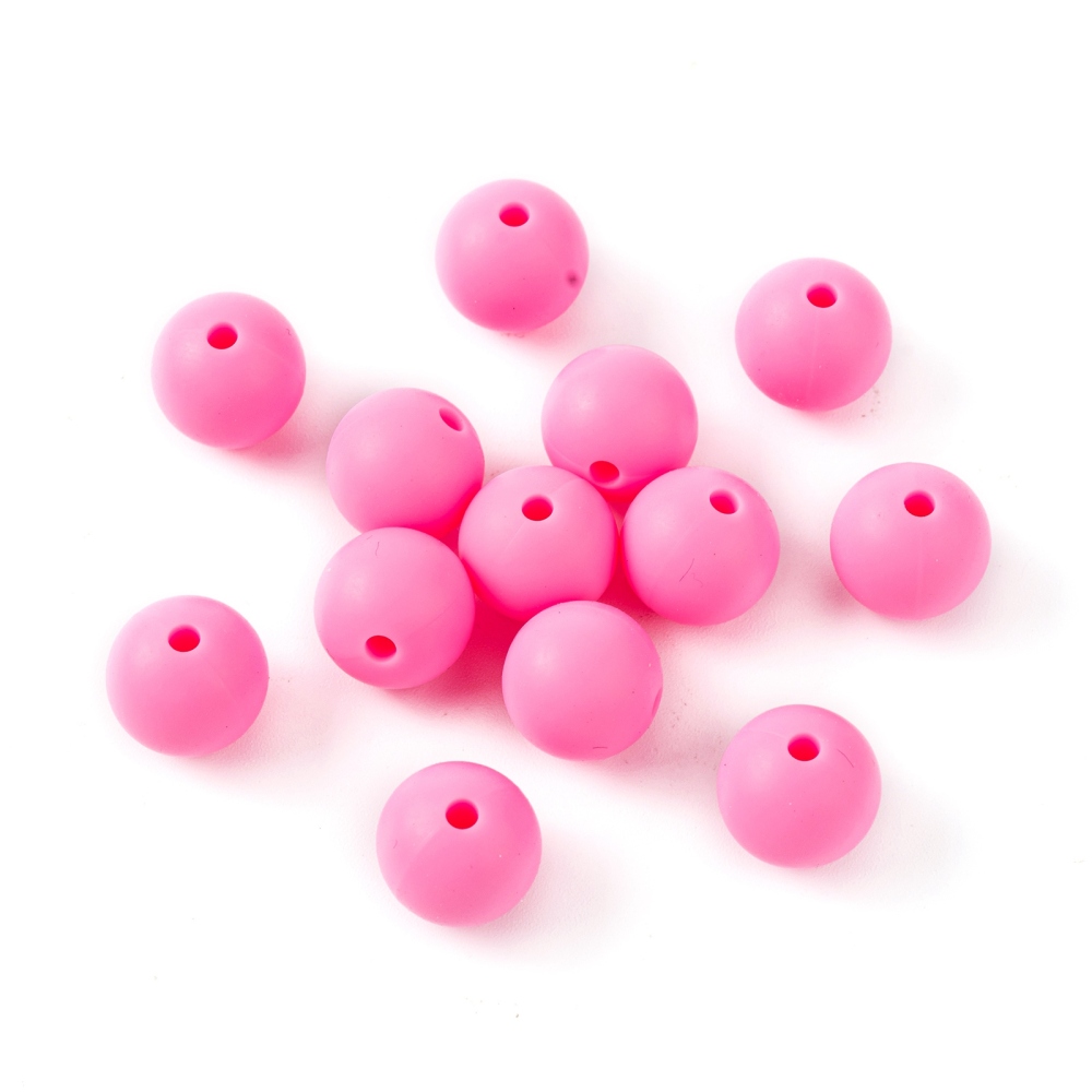 Siliconen, 12mm - Rond - Deep Pink
