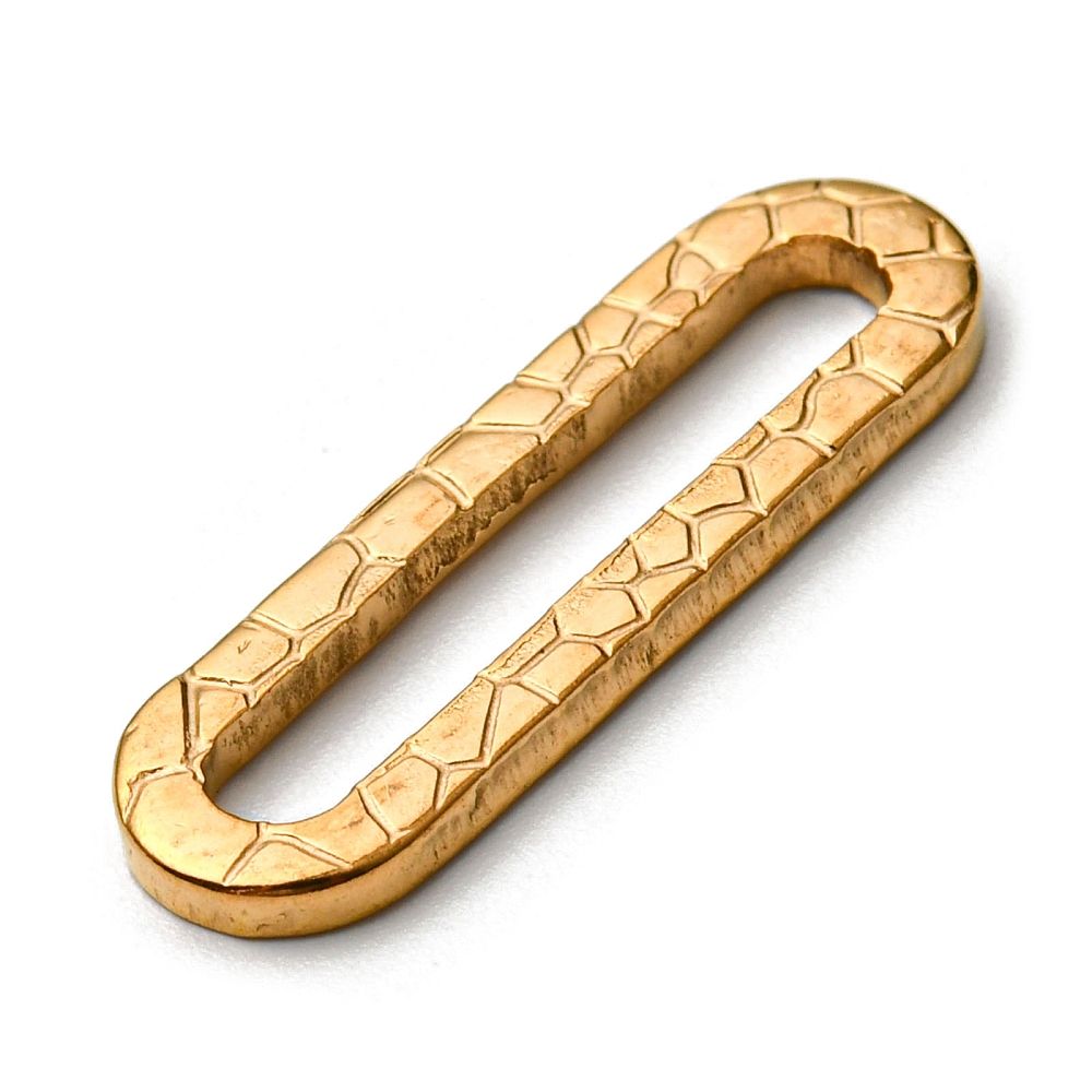 Linking Ring Ovaal, Leopard Print - Gold-plated RVS - Afbeelding 2