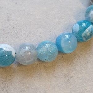 Natuursteen - Agaat, Crackle Licht Blauw (bijgekleurd) - 10,4mm