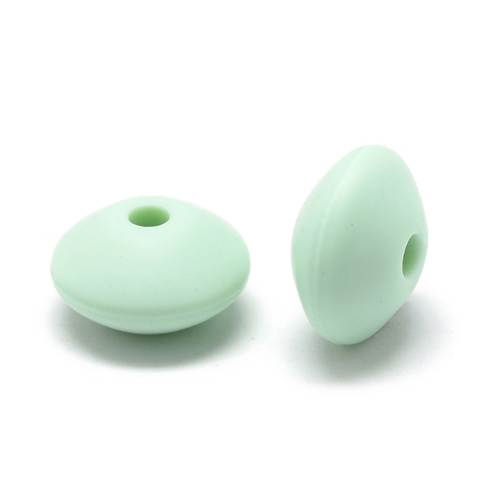 Siliconen, 12X6mm - Mini Rondelle - Pale Turquoise