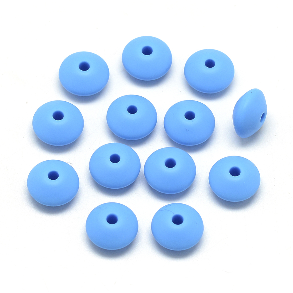 Siliconen, 12X6mm - Mini Rondelle - Deep Sky Blue - Afbeelding 2