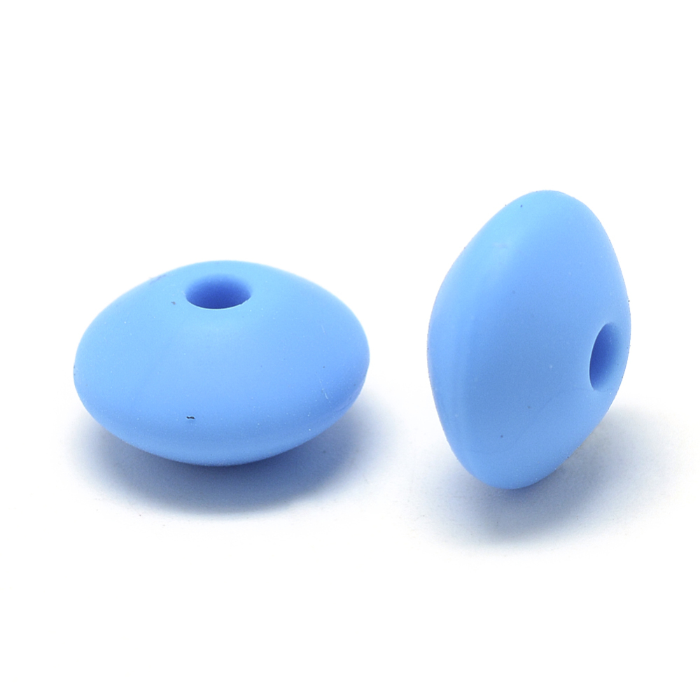 Siliconen, 12X6mm - Mini Rondelle - Deep Sky Blue