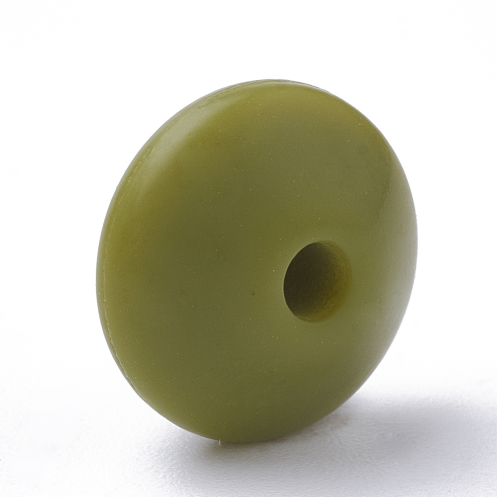 Siliconen, 12X6mm - Mini Rondelle - Dark Olive Green