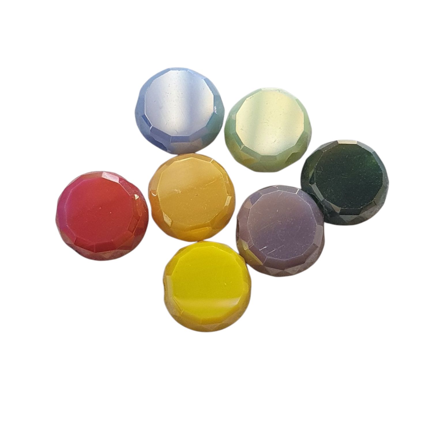 Glaskraal - Bright Color Mix - Facet Plat Rond