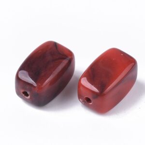 Acryl, Candy Beads, Cuboid - Imi Gemstone, Opaque Red