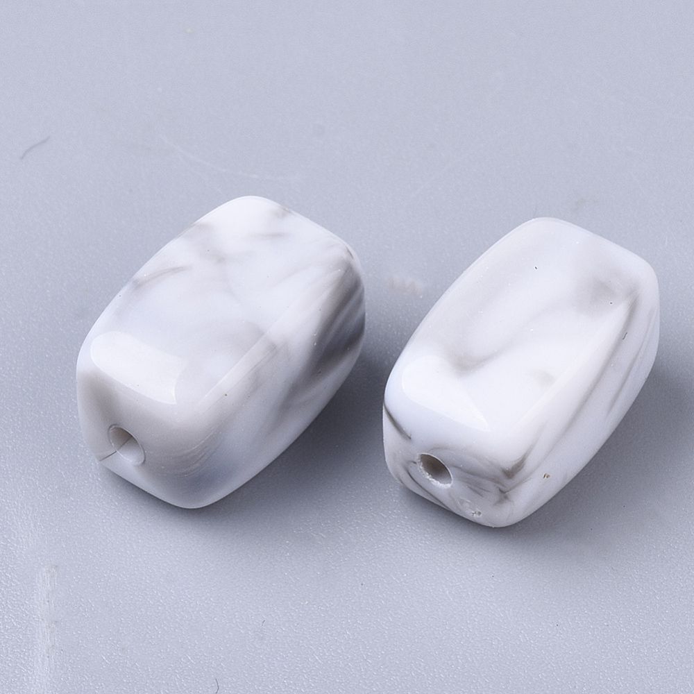 Acryl, Candy Beads, Cuboid - Imi Gemstone, White/Black