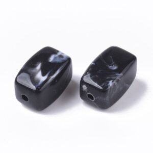 Acryl, Candy Beads, Cuboid - Imi Gemstone, Black