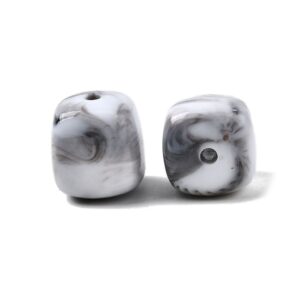 Acryl, Candy Beads, Cube - Imi Gemstone, White/Black