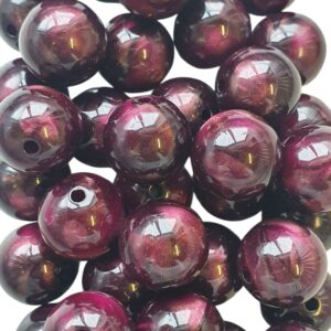 Acryl, Candy Beads, Rond 15mm - Imi Gemstone, Tiger Eye Brown/Purple