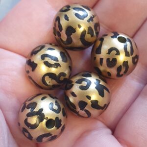 Acryl, Candy Beads - Leopard Print Gold