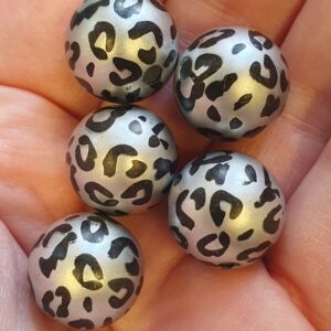 Acryl, Candy Beads - Leopard Print Silver