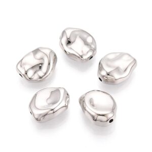 Acryl, Candy Beads, Pebble - Metallic CCB Silver