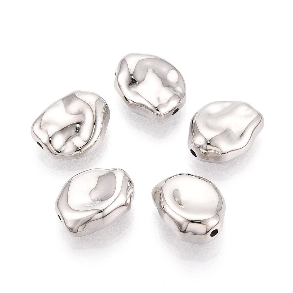Acryl, Candy Beads, Pebble - Metallic CCB Silver