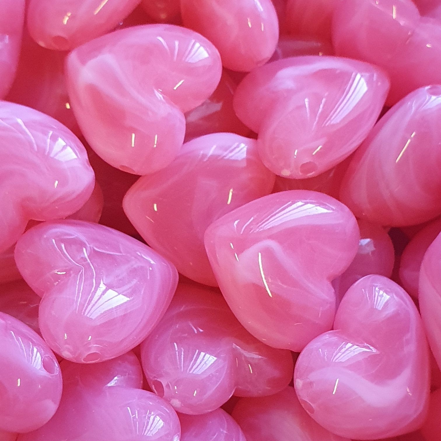 Acryl, Candy Beads - Hart - Bright Pink
