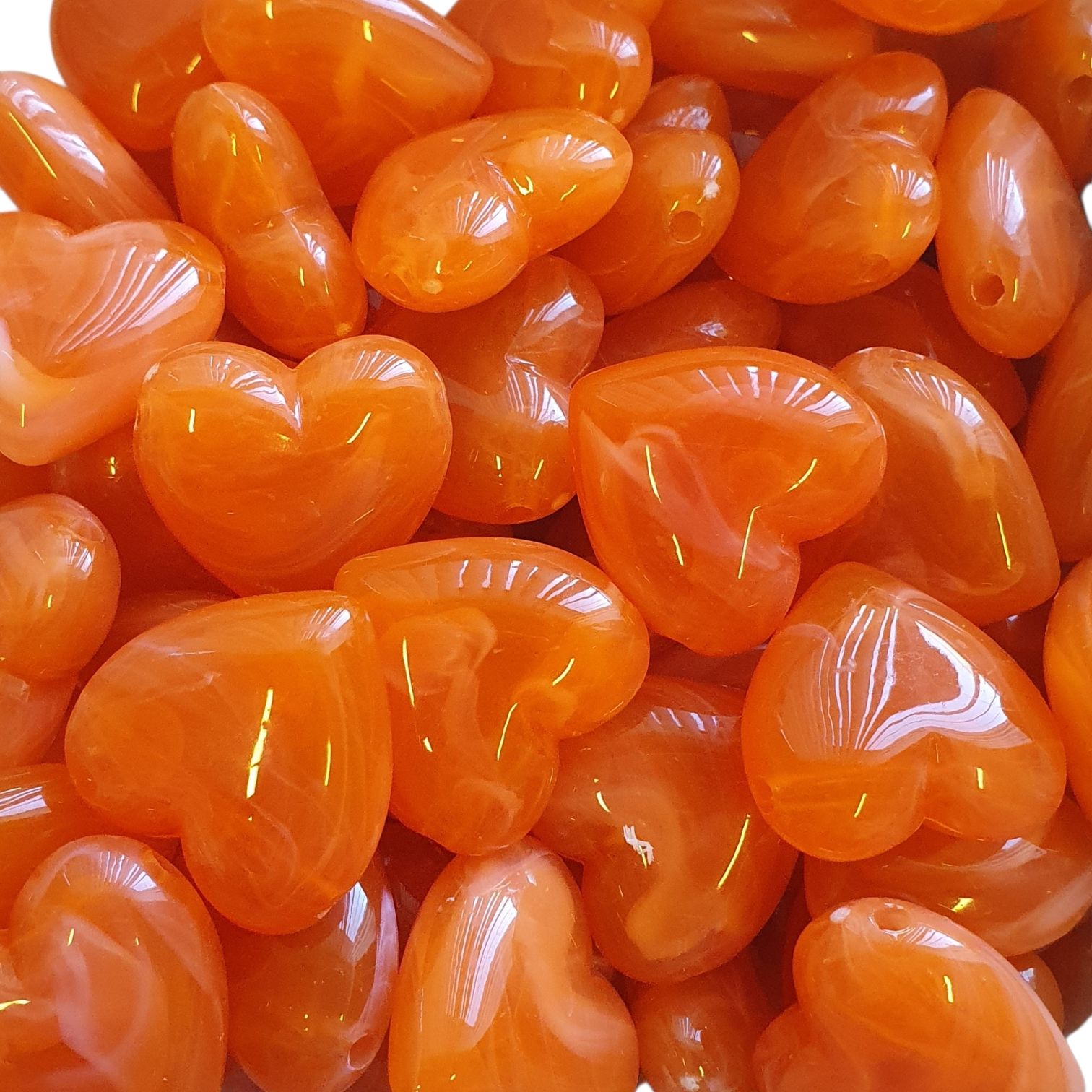 Acryl, Candy Beads - Hart - Orange