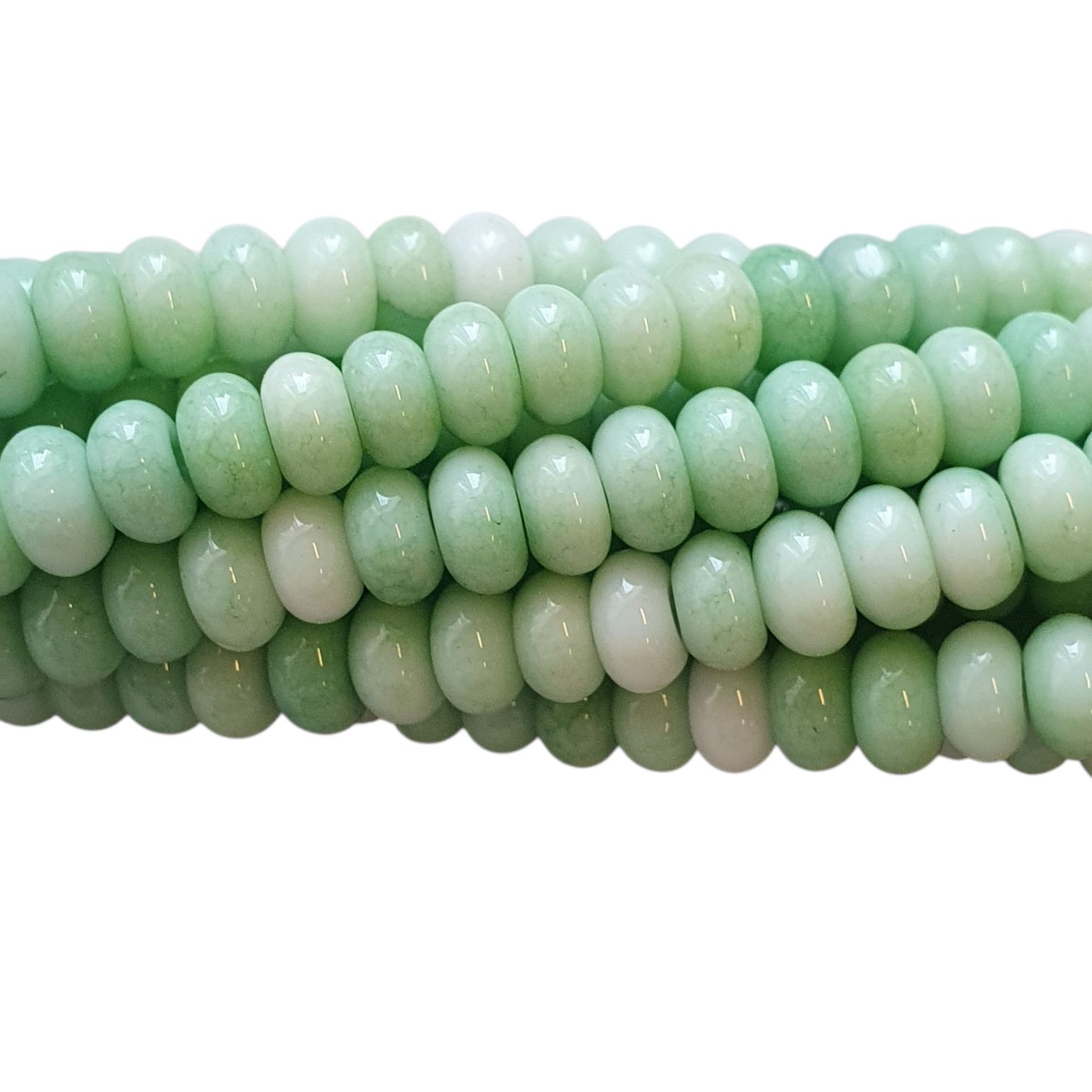 Glaskralen Streng – Ombre Effect – Imitatie Jade – Rondelle - Mint Green