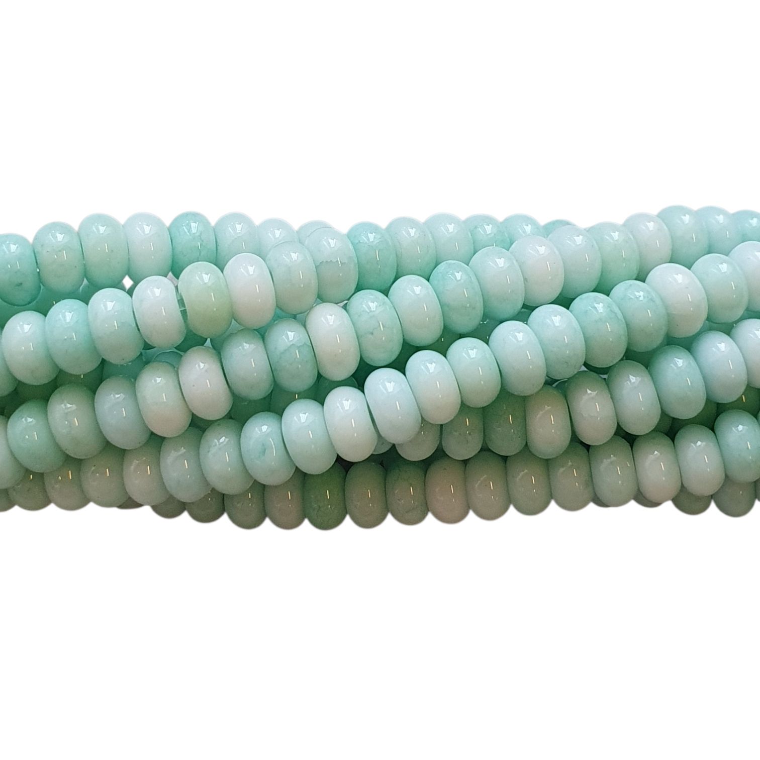 Glaskralen Streng – Ombre Effect – Imitatie Jade – Rondelle - Light Cyan