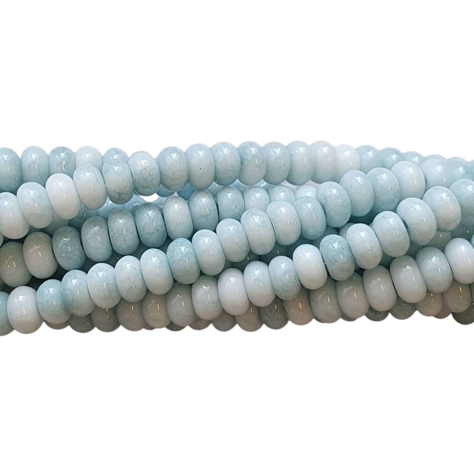 Glaskralen Streng – Ombre Effect – Imitatie Jade – Rondelle - Light Blue