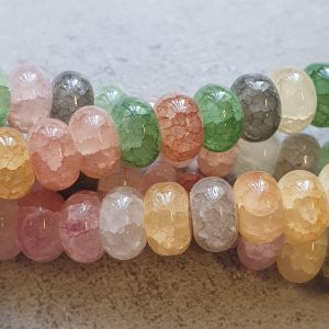 Crackle Glaskralen Streng – Rondelle - Kleurenmix