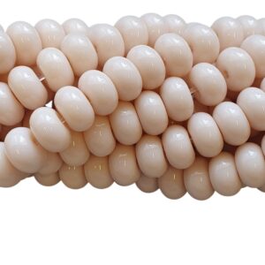 Glaskralen Streng – Rondelle - Beige – 8 x 5 mm