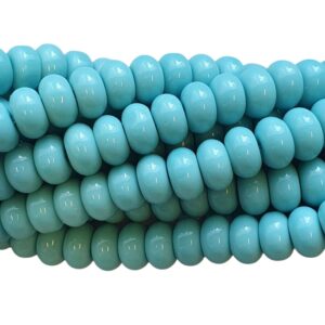 Glaskralen Streng – Rondelle - Dark Aquamarine Blue – 8 x 5 mm