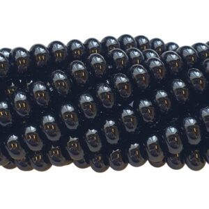 Glaskralen Streng – Rondelle - Black – 8 x 5 mm