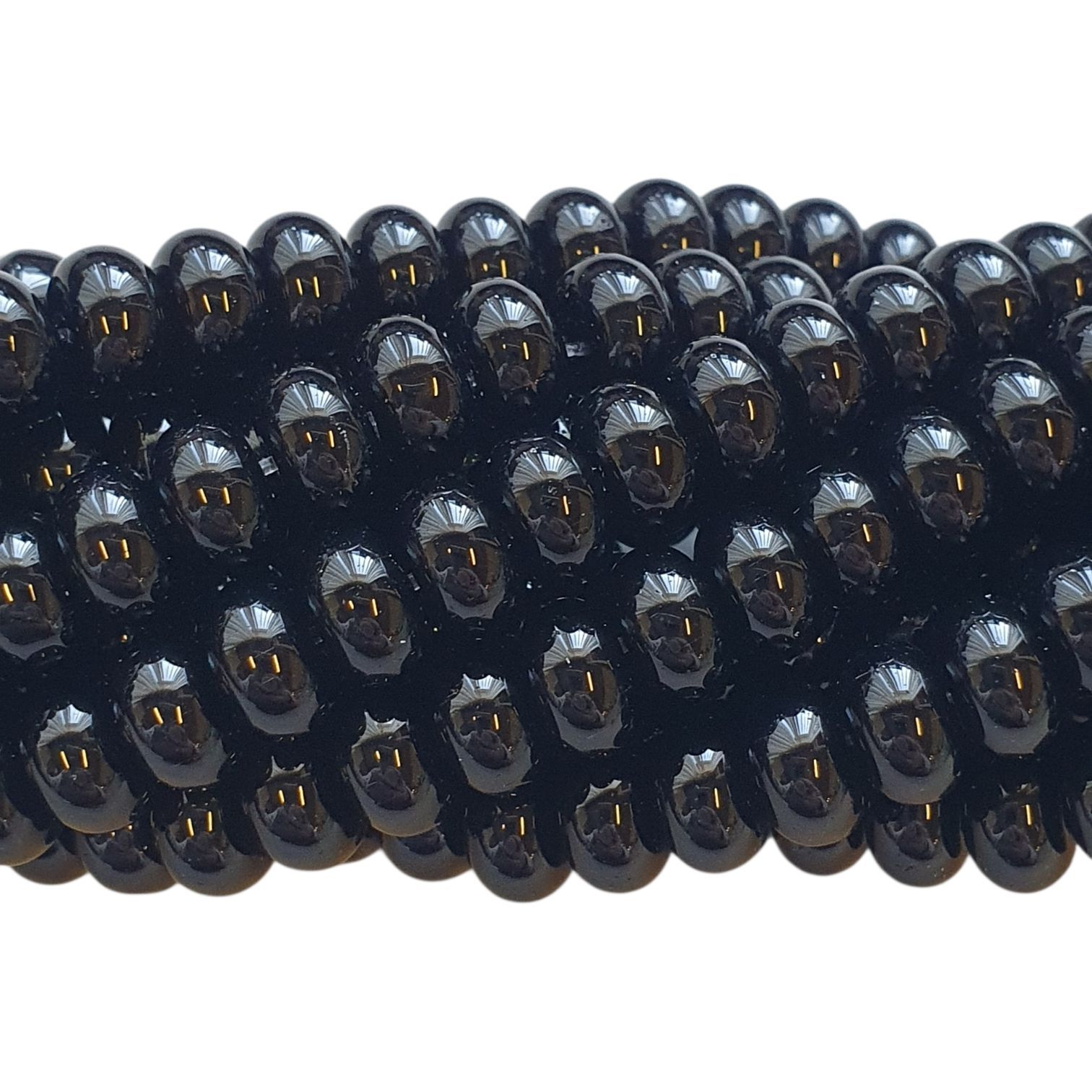 Glaskralen Streng – Rondelle - Black – 8 x 5 mm