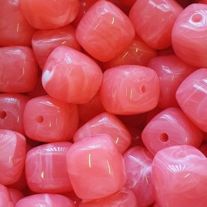 Acryl, Candy Beads, Cube - Imi Gemstone, Salmon