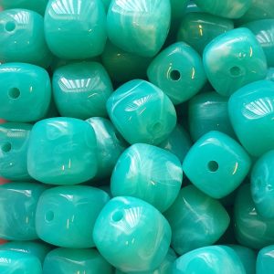 Acryl, Candy Beads, Cube - Imi Gemstone, Cornflower Blue