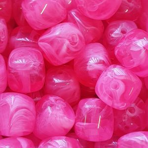 Acryl, Candy Beads, Cube - Imi Gemstone, Hot Pink