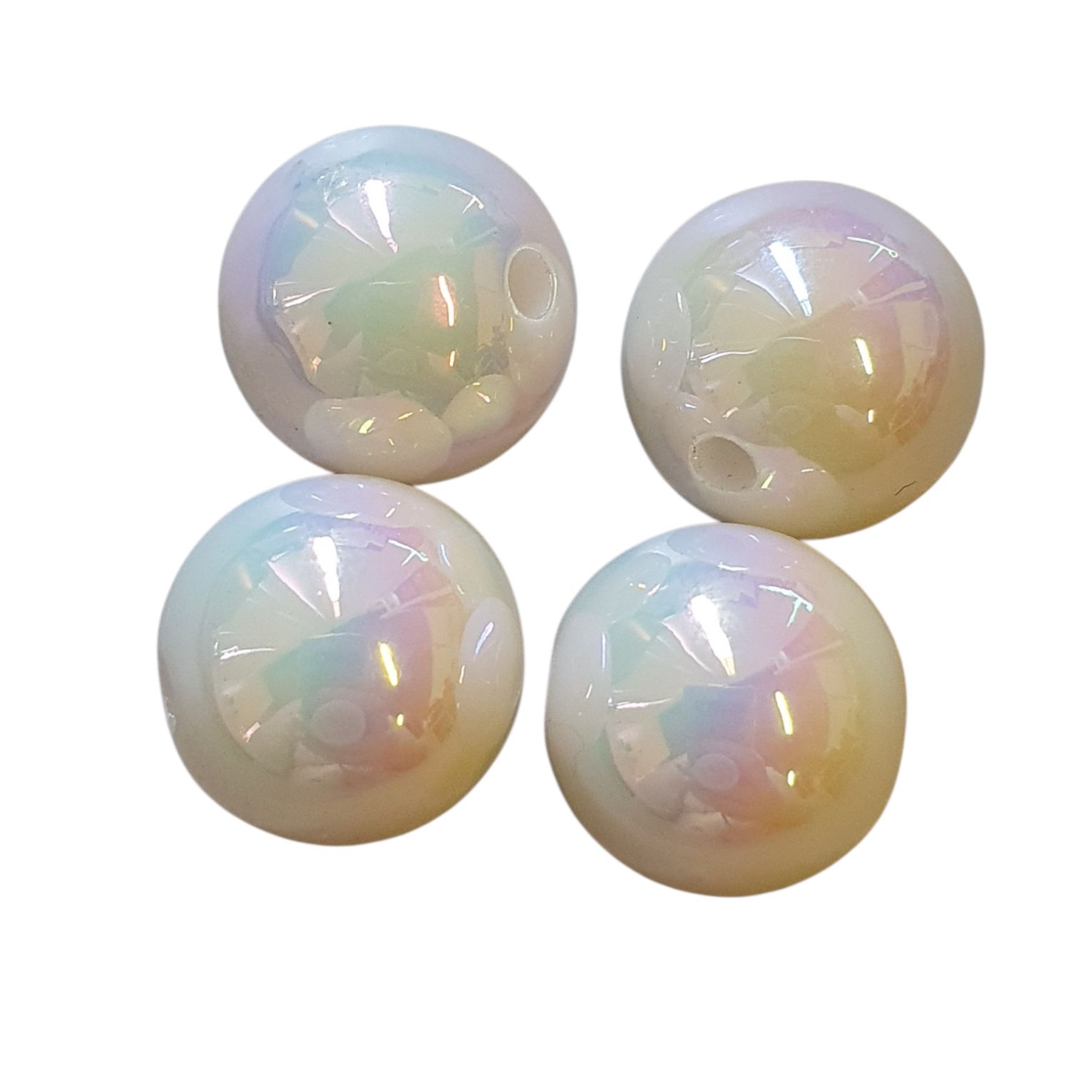 Acryl, Candy Beads - UV-Plated - White