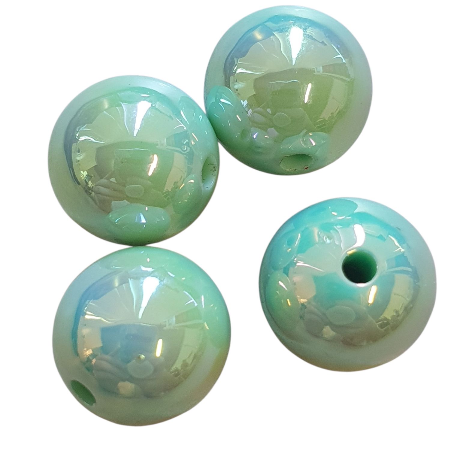 Acryl, Candy Beads - UV-Plated - Mint Blue