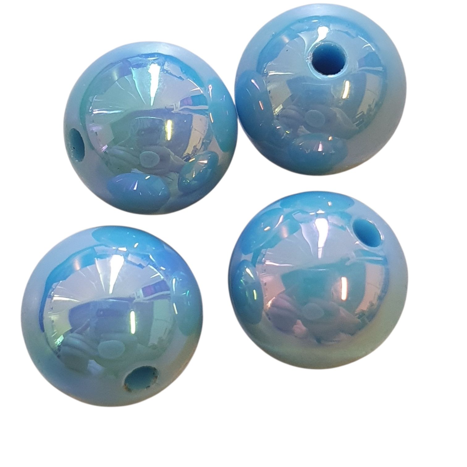 Acryl, Candy Beads - UV-Plated - Aqua Blue