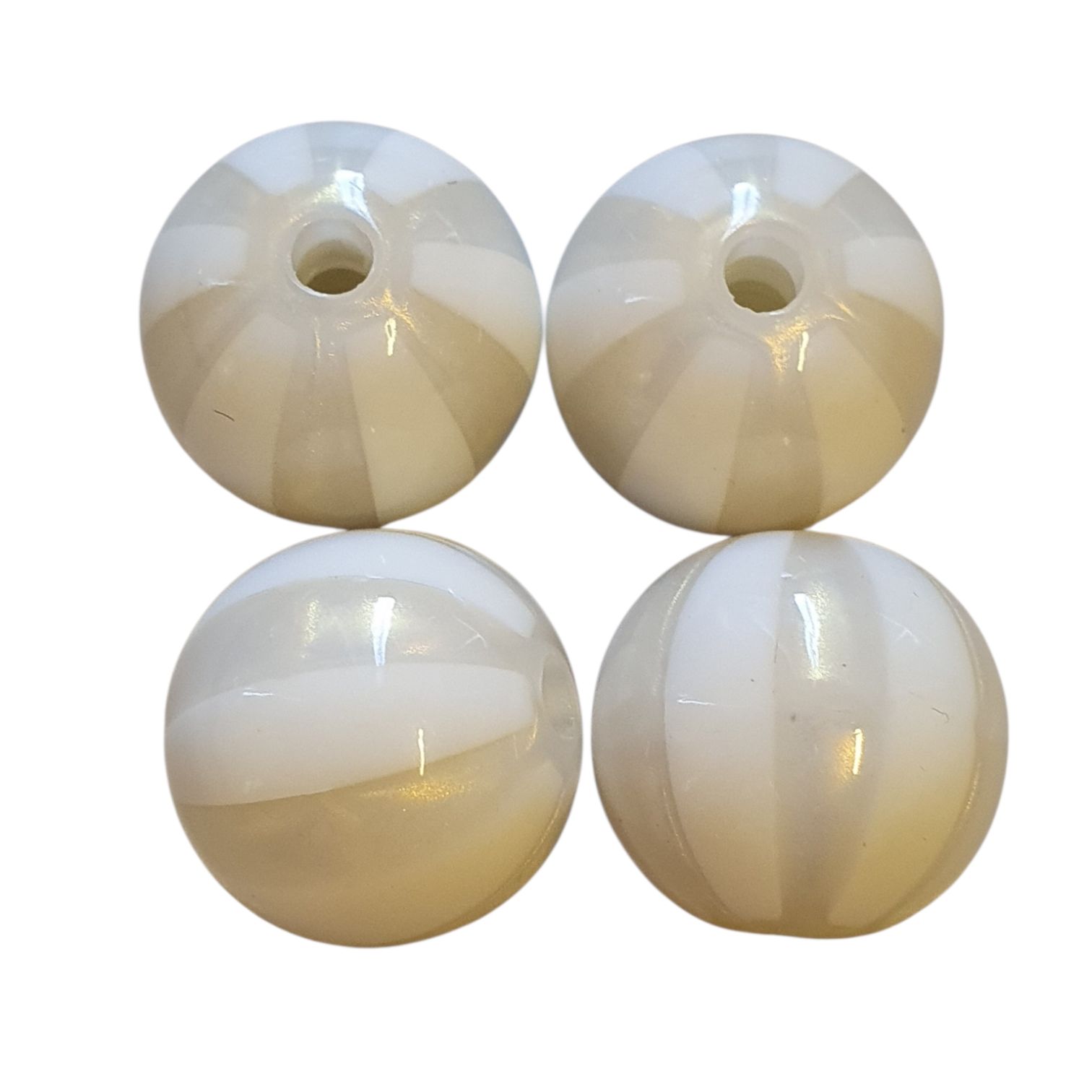 Acryl, Candy Beads - Striped Glitter Powder - White