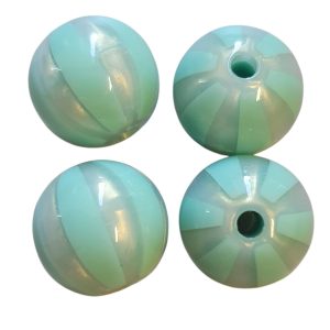 Acryl, Candy Beads - Striped Glitter Powder - Mint Green