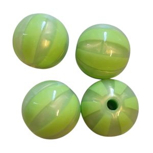Acryl, Candy Beads - Striped Glitter Powder - Apple Green