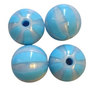 Acryl, Candy Beads - Striped Glitter Powder - Aqua Blue