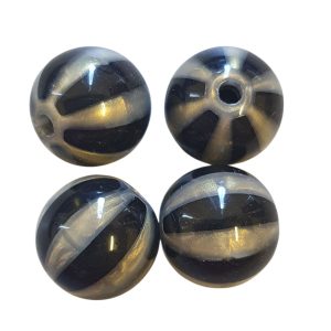 Acryl, Candy Beads - Striped Glitter Powder - Black