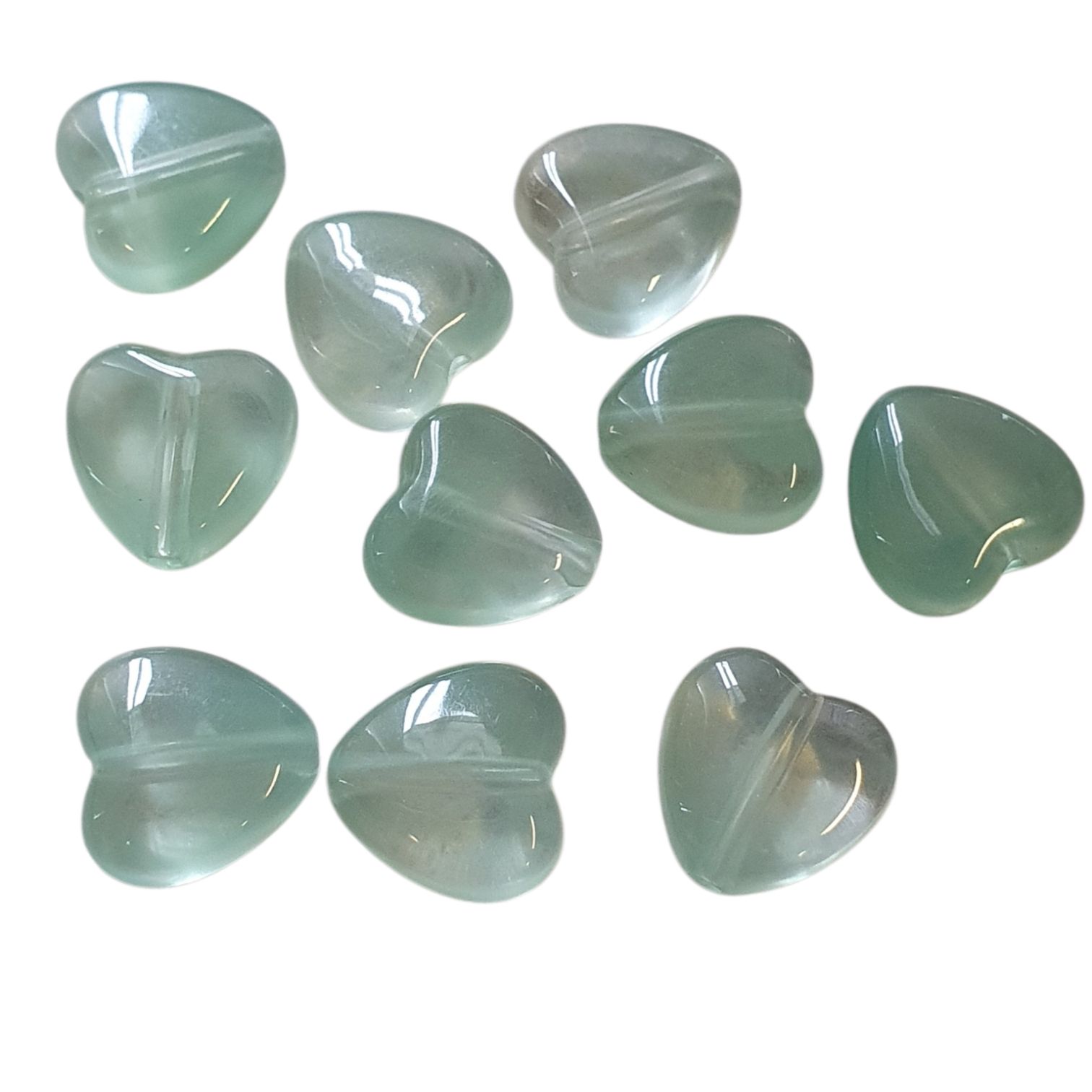 Acryl, Candy Beads - Hearts - Transparant Green