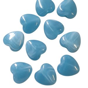 Acryl, Candy Beads - Hearts - Aqua Blue