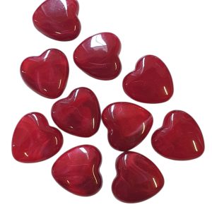 Acryl, Candy Beads - Hearts - Dark Red