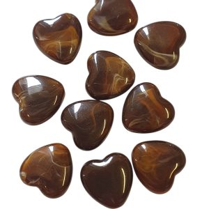 Acryl, Candy Beads - Hearts - Dark Brown