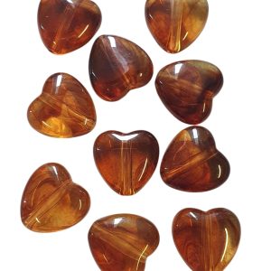 Acryl, Candy Beads - Hearts - Transparant Brown