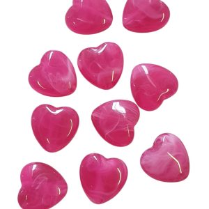 Acryl, Candy Beads - Hearts - Hot Pink