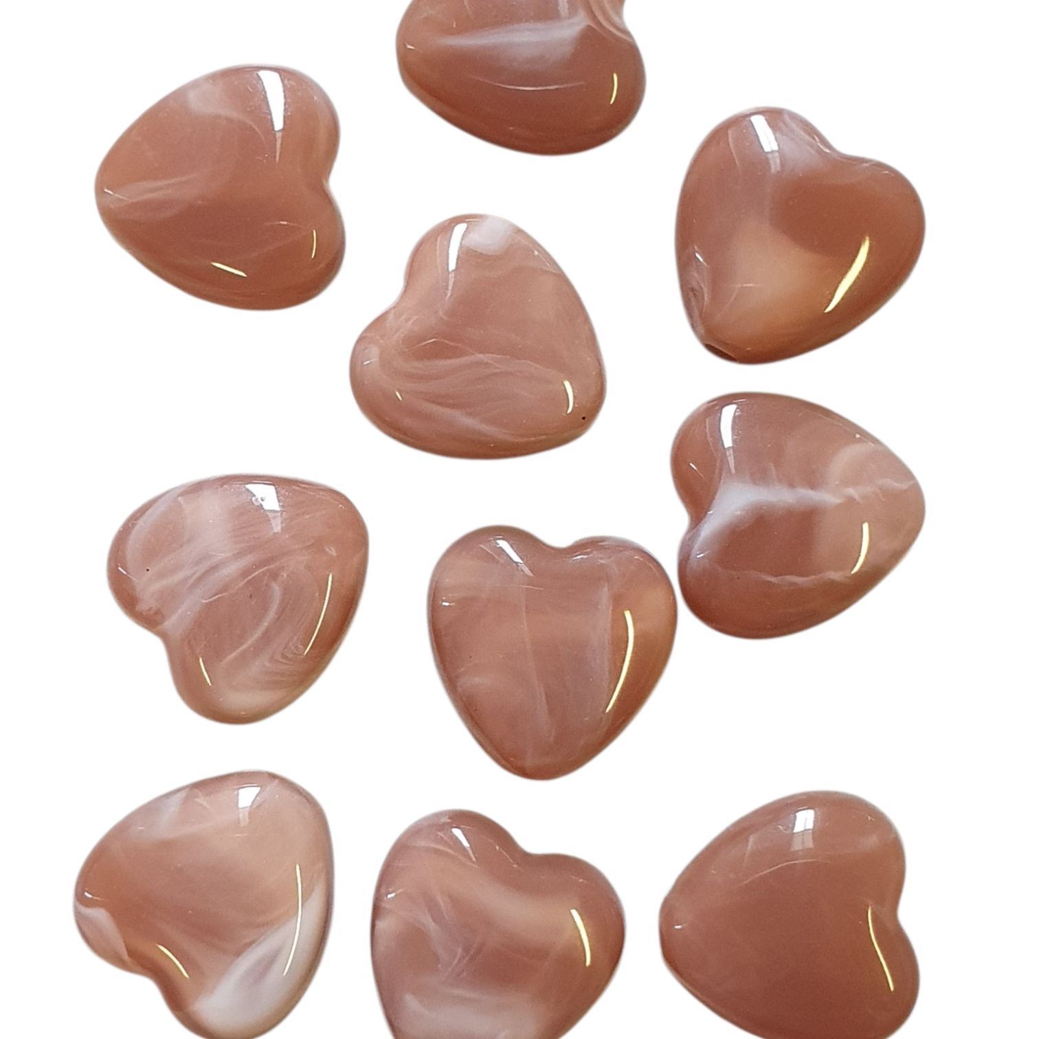 Acryl, Candy Beads - Hearts - Dark Salmon