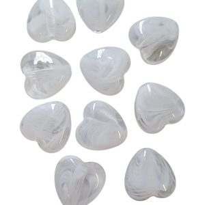 Acryl, Candy Beads - Hearts - White